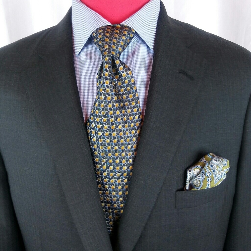 Lanificio F.LLiCerruti Suit 46R Black Self Stripes